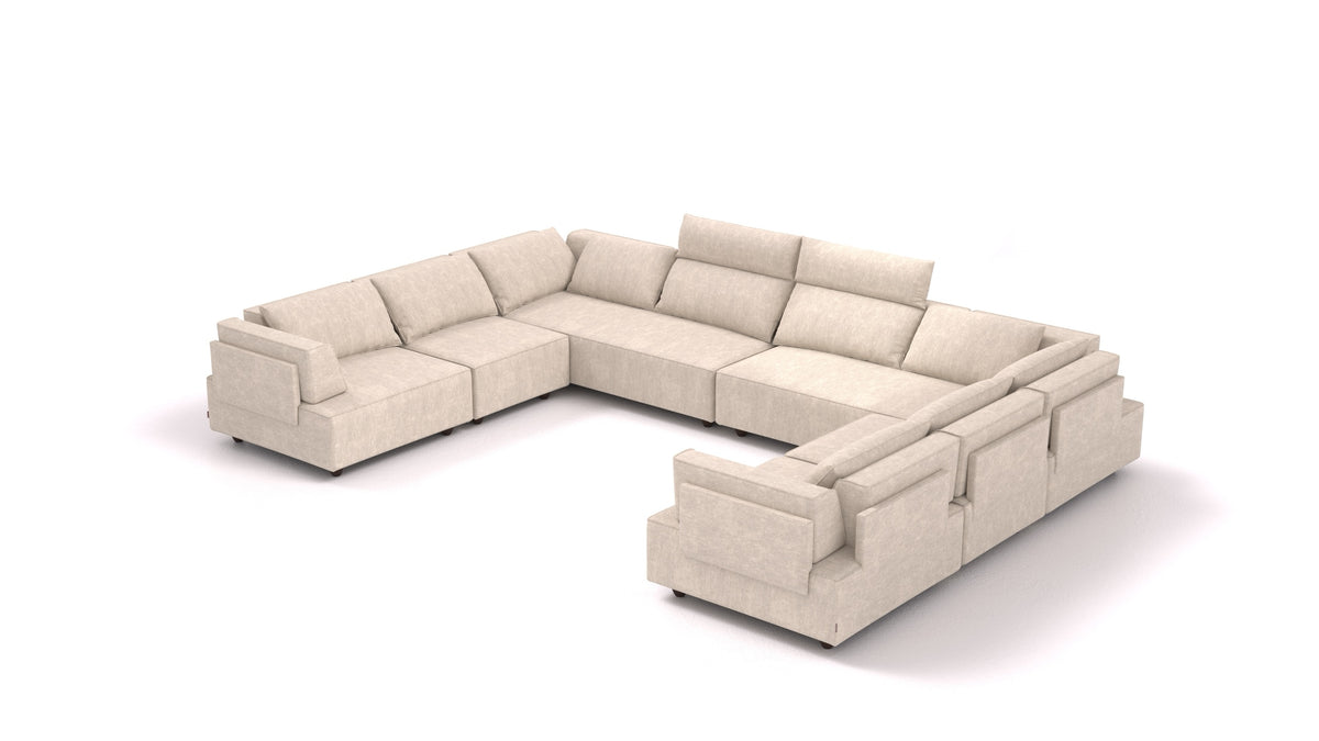 CasCais-ID, modulares Sofa von FEYDOM im Stoff Mollia HC-04 White, dunkle Füße