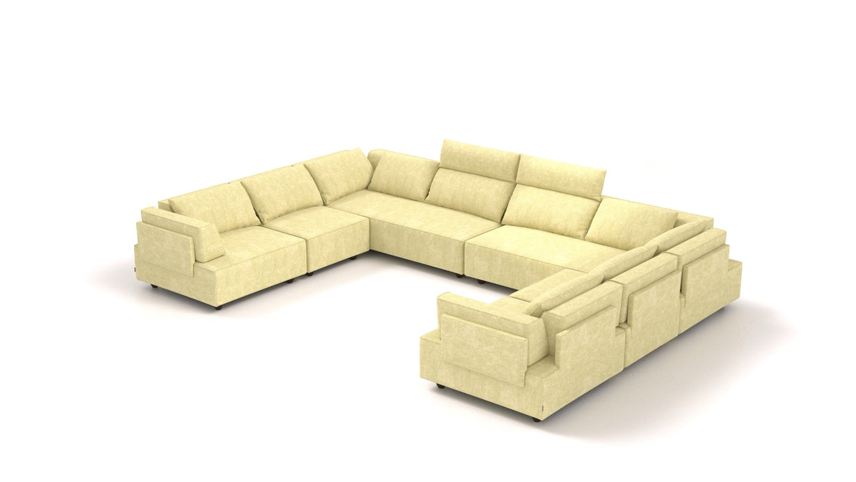 CasCais-ID, modulares Sofa von FEYDOM im Stoff Mollia HC-09 Grass Green, dunkle Füße