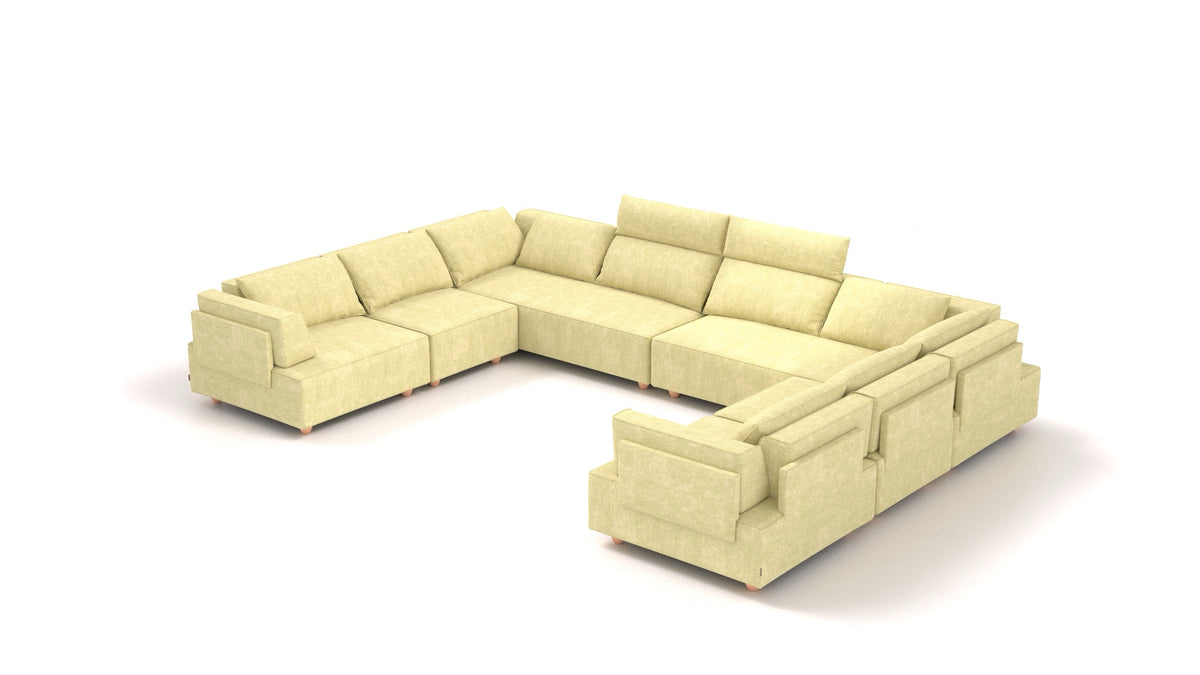 CasCais-ID, modulares Sofa von FEYDOM im Stoff Mollia HC-09 Grass Green, helle Füße