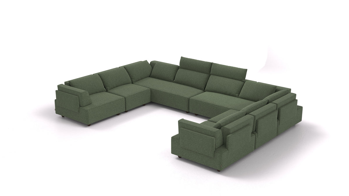 CasCais-ID, modulares Sofa von FEYDOM im Stoff Icon IC-39 Forest, dunkle Füße