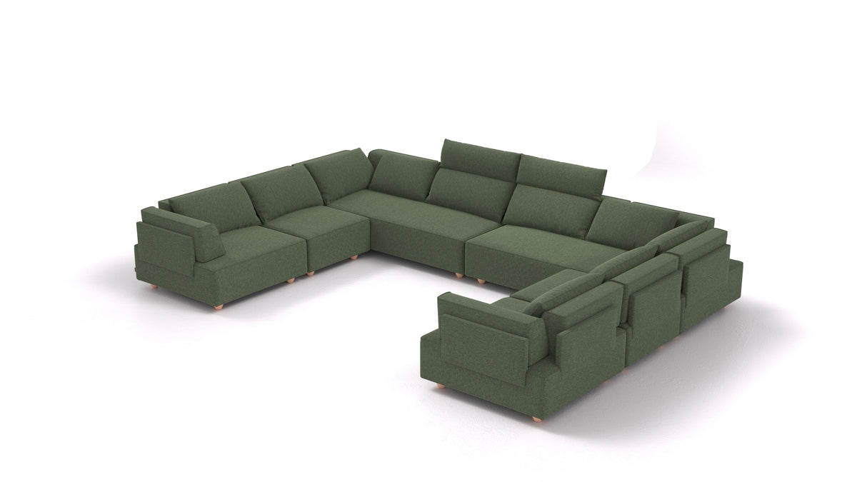 CasCais-ID, modulares Sofa von FEYDOM im Stoff Icon IC-39 Forest, helle Füße