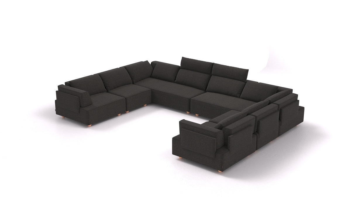CasCais-ID, modulares Sofa von FEYDOM im Stoff Icon IC-99 Umbra, helle Füße