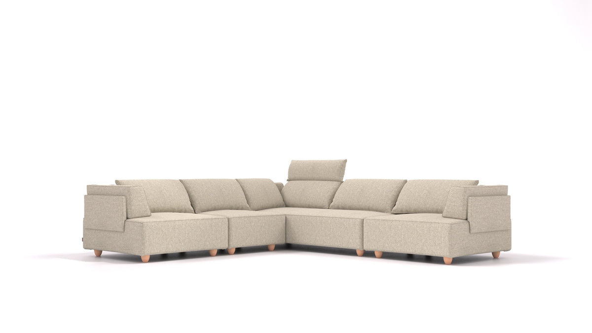CasCais IDS, modulares Sofa von FEYDOM im Stoff Alure DE-09 Natur, helle Füße