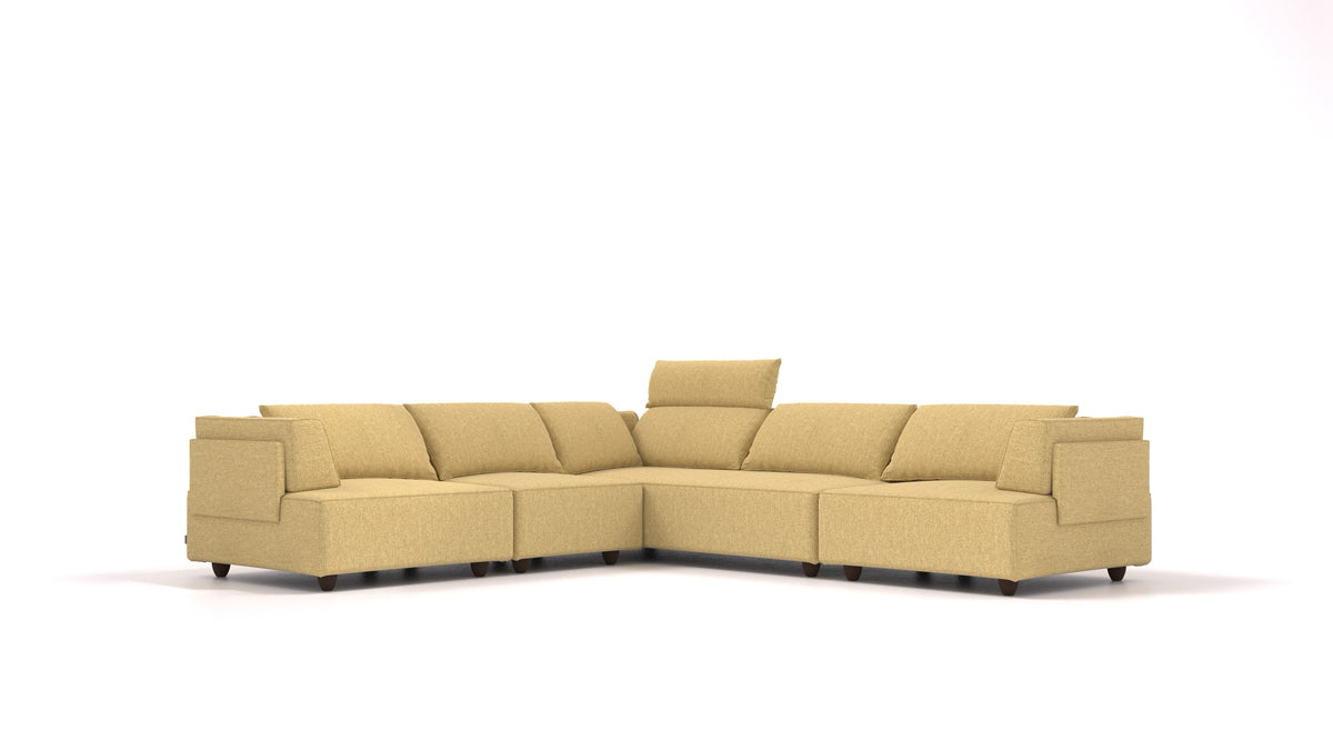 CasCais IDS, modulares Sofa von FEYDOM im Stoff Alure DE-48 Yellow, dunkle Füße