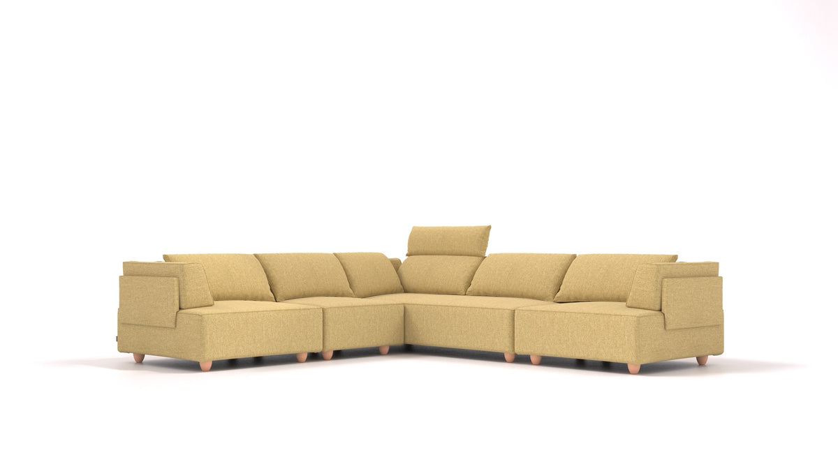 CasCais IDS, modulares Sofa von FEYDOM im Stoff Alure DE-48 Yellow, helle Füße