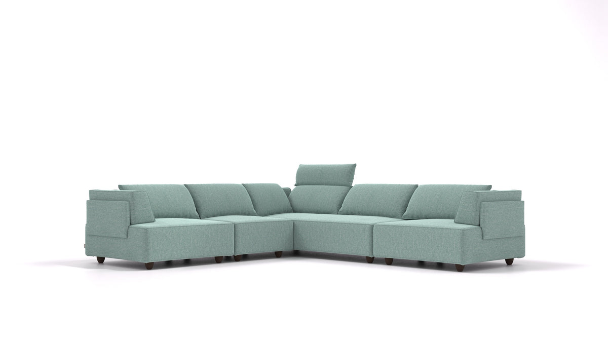 CasCais IDS, modulares Sofa von FEYDOM im Stoff Alure DE-75 Pastel Blue, dunkle Füße