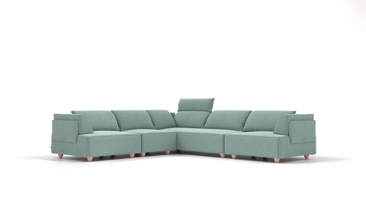 CasCais IDS, modulares Sofa von FEYDOM im Stoff Alure DE-75 Pastel Blue, helle Füße