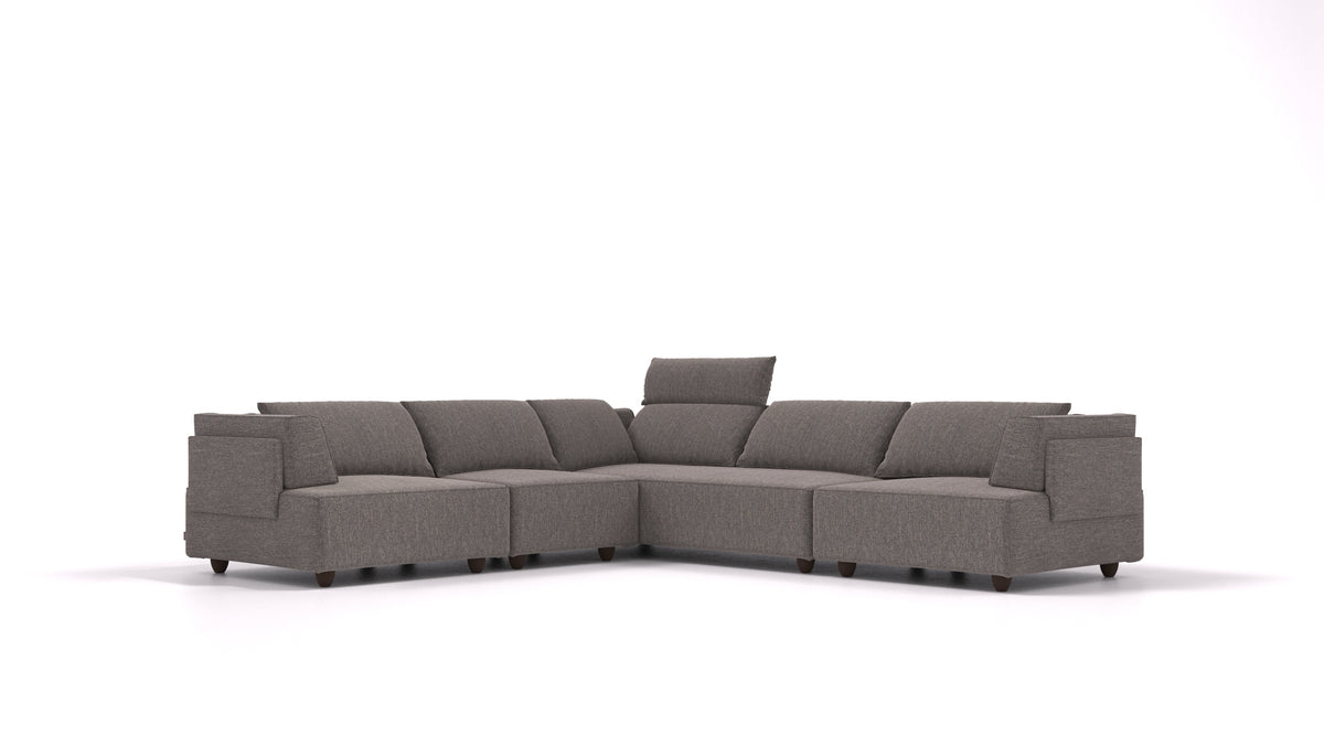 CasCais IDS, modulares Sofa von FEYDOM im Stoff Alure DE-92 Middle Grey, dunkle Füße