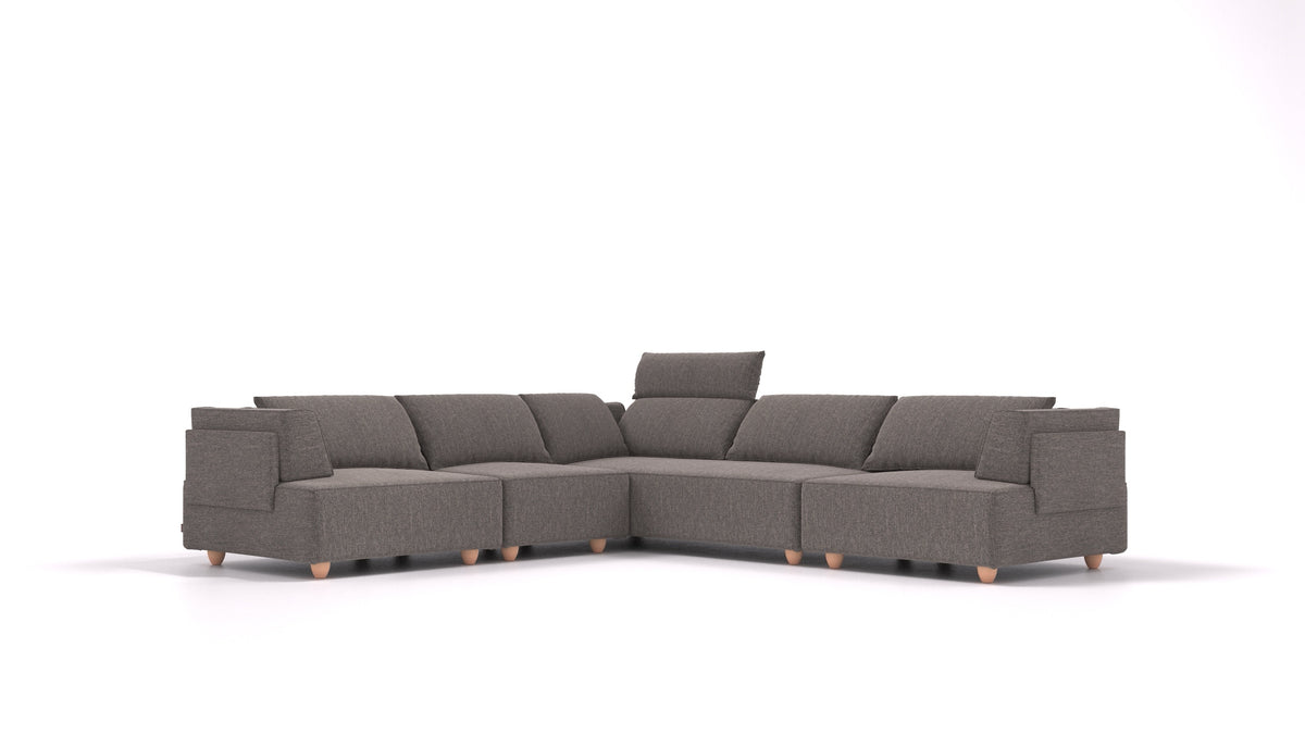 CasCais IDS, modulares Sofa von FEYDOM im Stoff Alure DE-92 Middle Grey, helle Füße