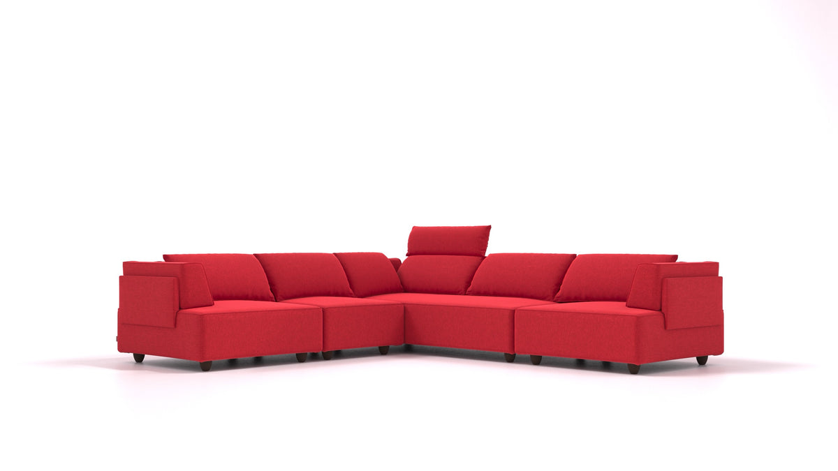 CasCais IDS, modulares Sofa von FEYDOM im Stoff Velare ET-11 Red, dunkle Füße