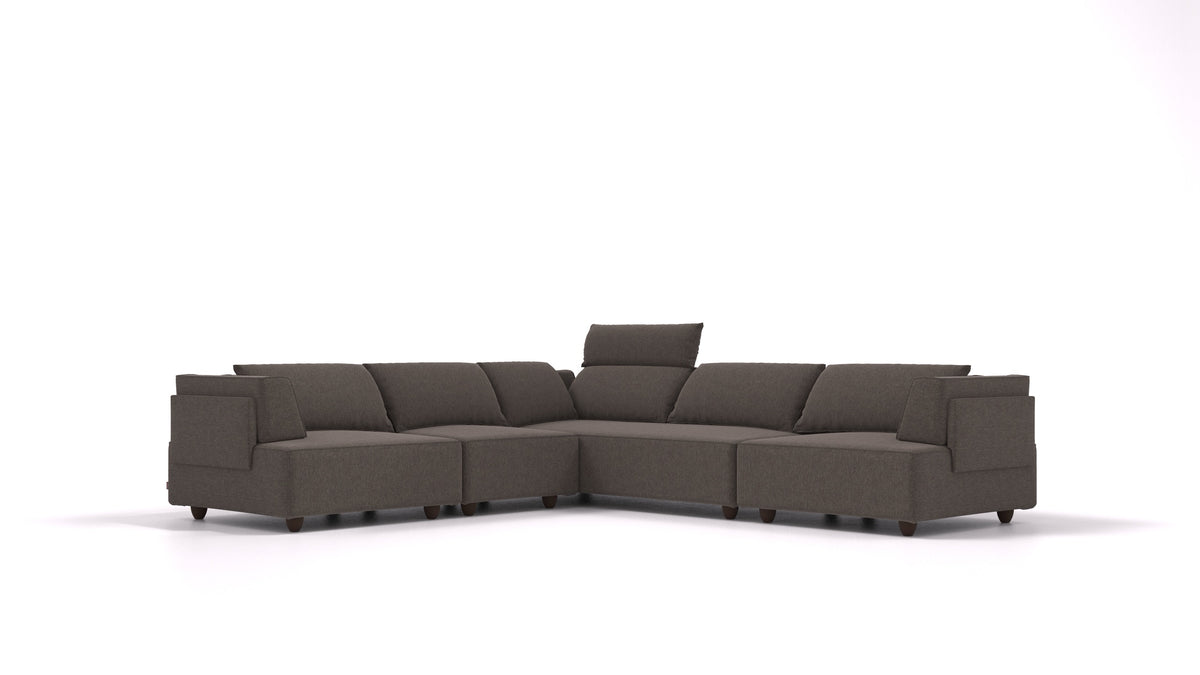 CasCais IDS, modulares Sofa von FEYDOM im Stoff Velare ET-12 Dark Grey, dunkle Füße