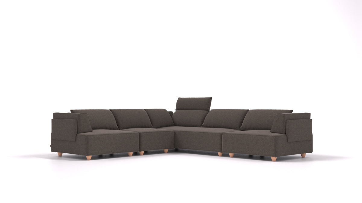CasCais IDS, modulares Sofa von FEYDOM im Stoff Velare ET-12 Dark Grey, helle Füße