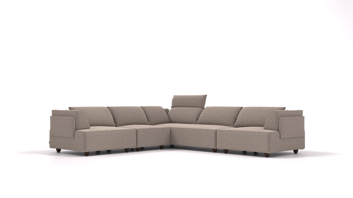 CasCais IDS, modulares Sofa von FEYDOM im Stoff Velare ET-14 Middle Grey, dunkle Füße