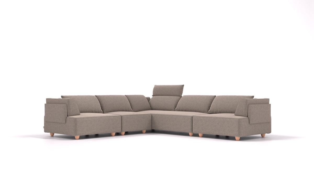 CasCais IDS, modulares Sofa von FEYDOM im Stoff Velare ET-14 Middle Grey, helle Füße