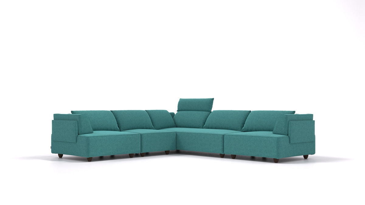 CasCais IDS, modulares Sofa von FEYDOM im Stoff Velare ET-16 Turquoise, dunkle Füße