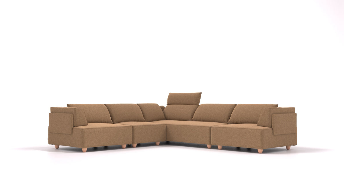 CasCais IDS, modulares Sofa von FEYDOM im Stoff Velare ET-24 Cappuccino, helle Füße