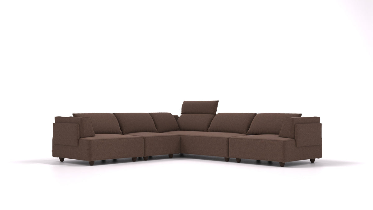 CasCais IDS, modulares Sofa von FEYDOM im Stoff Velare ET-27 Chocolate, dunkle Füße
