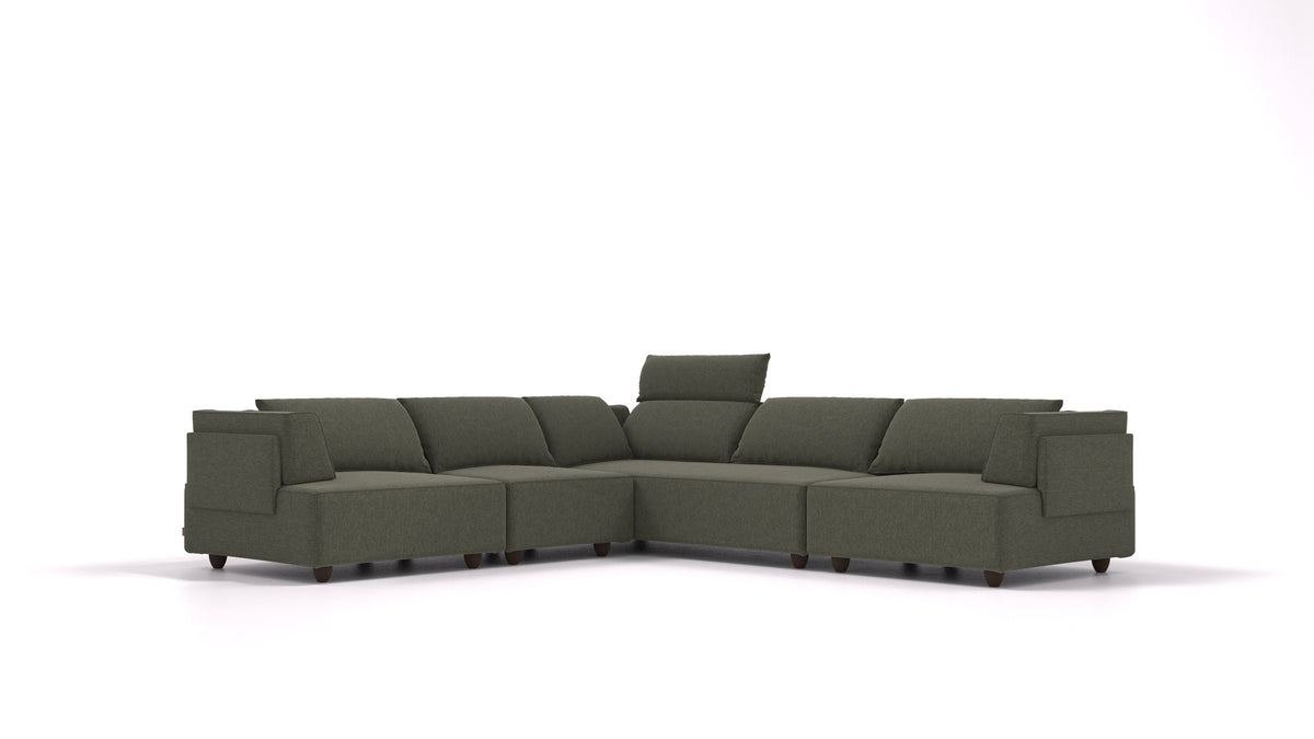 CasCais IDS, modulares Sofa von FEYDOM im Stoff Velare ET-38 Pine, dunkle Füße