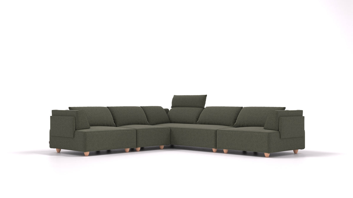 CasCais IDS, modulares Sofa von FEYDOM im Stoff Velare ET-38 Pine, helle Füße