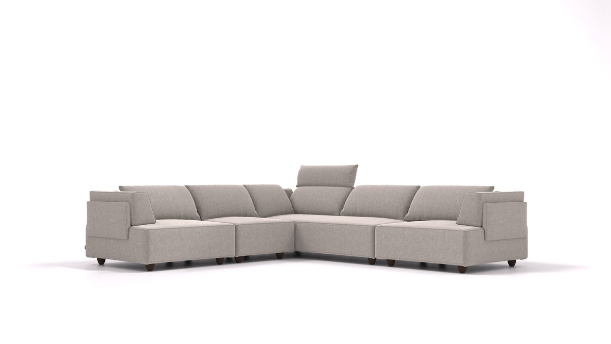 CasCais IDS, modulares Sofa von FEYDOM im Stoff Phoenix FE-84 Middle Grey, dunkle Füße