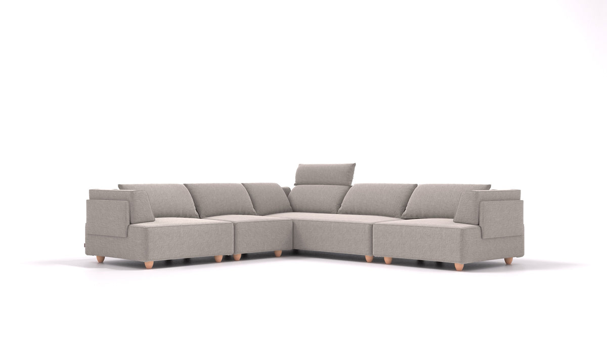 CasCais IDS, modulares Sofa von FEYDOM im Stoff Phoenix FE-84 Middle Grey, helle Füße