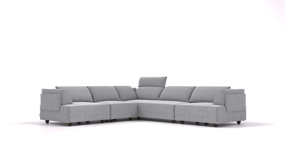 CasCais IDS, modulares Sofa von FEYDOM im Stoff Phoenix FE-92 Dark Grey, dunkle Füße