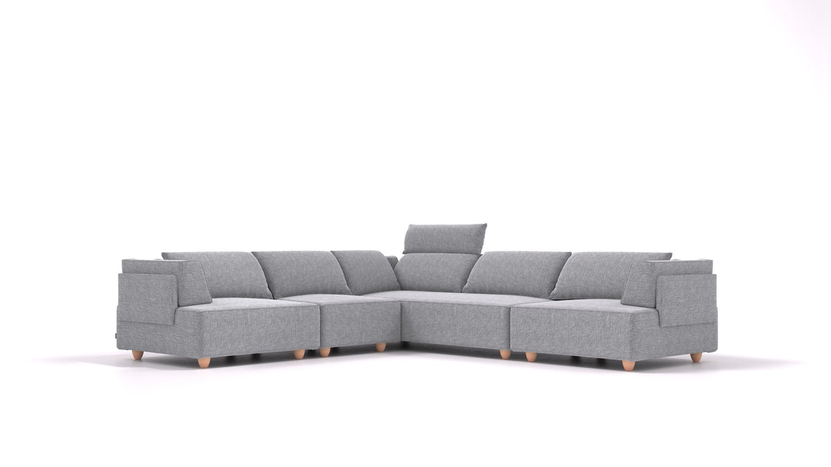CasCais IDS, modulares Sofa von FEYDOM im Stoff Phoenix FE-92 Dark Grey, helle Füße