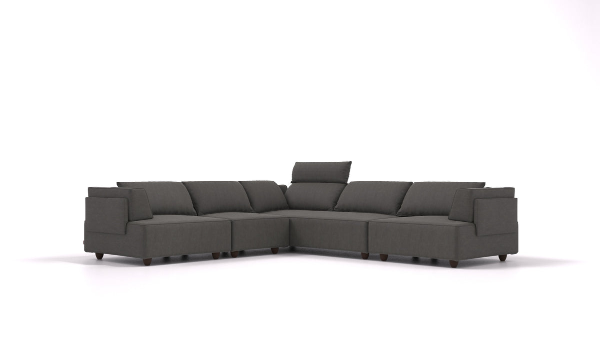 CasCais IDS, modulares Sofa von FEYDOM im Stoff Mollia FF-12 Dark Grey, dunkle Füße