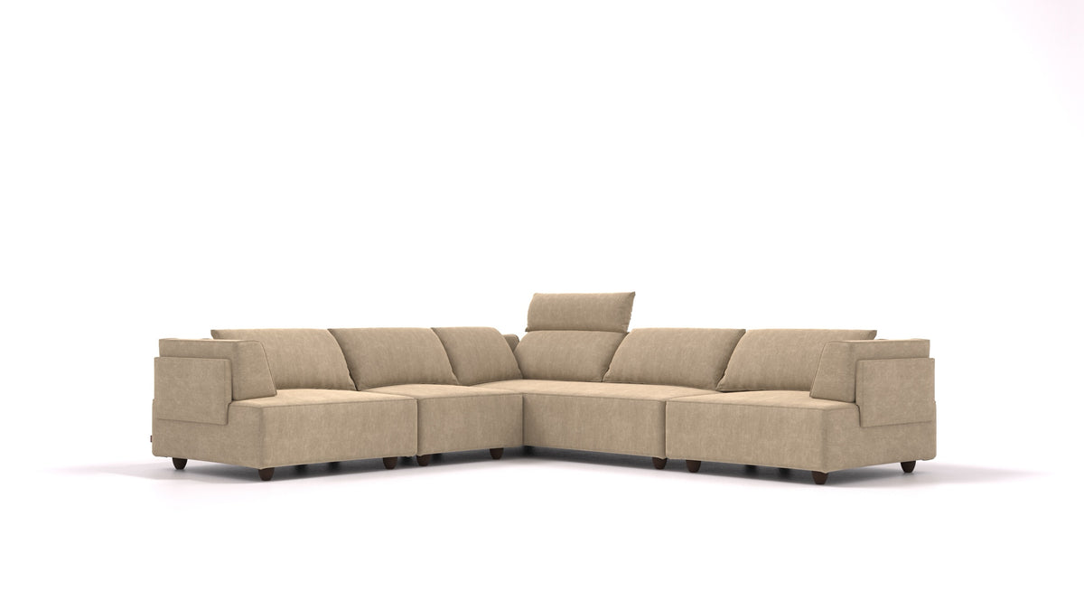 CasCais IDS, modulares Sofa von FEYDOM im Stoff Mollia FF-13 Cappuccino, dunkle Füße