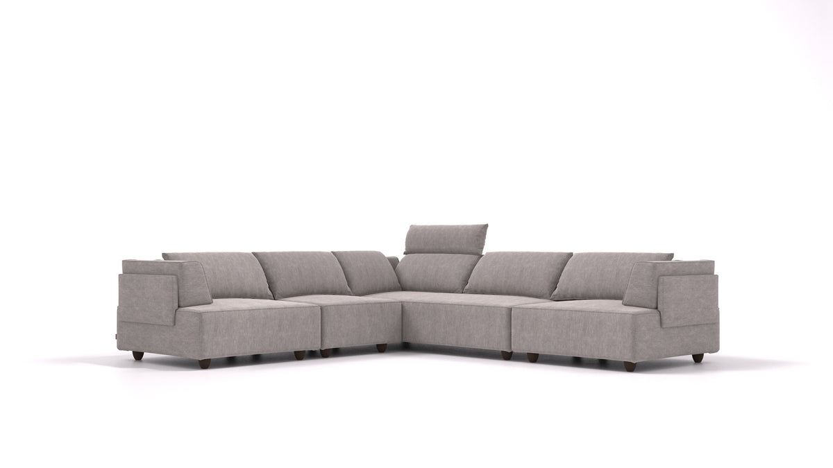 CasCais IDS, modulares Sofa von FEYDOM im Stoff Mollia FF-14 Middle Grey, dunkle Füße