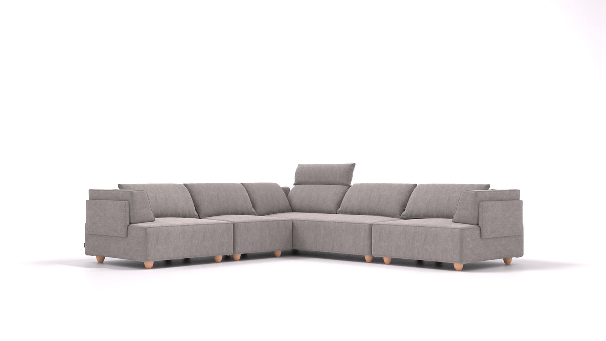 CasCais IDS, modulares Sofa von FEYDOM im Stoff Mollia FF-14 Middle Grey, helle Füße