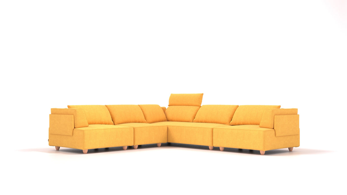 CasCais IDS, modulares Sofa von FEYDOM im Stoff Mollia FF-16 Yellow, helle Füße