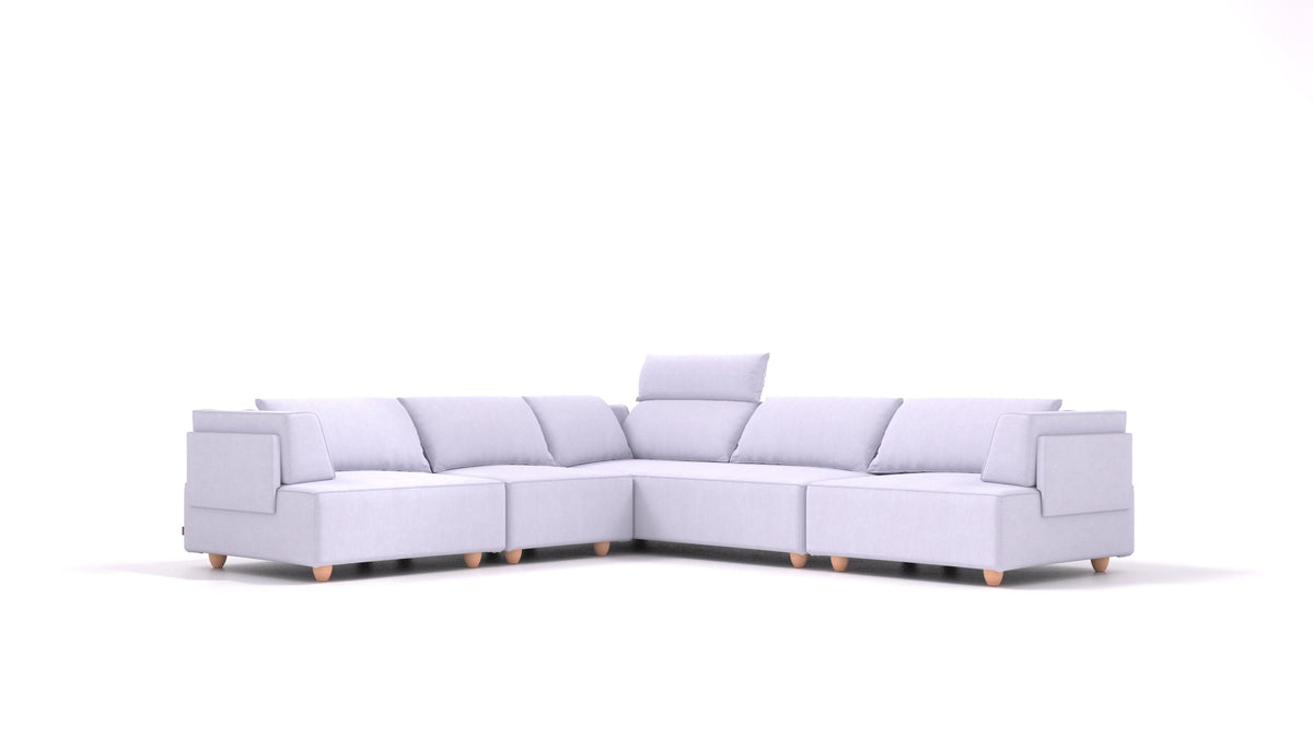 CasCais IDS, modulares Sofa von FEYDOM im Stoff Mollia FF-17 Lavander, helle Füße