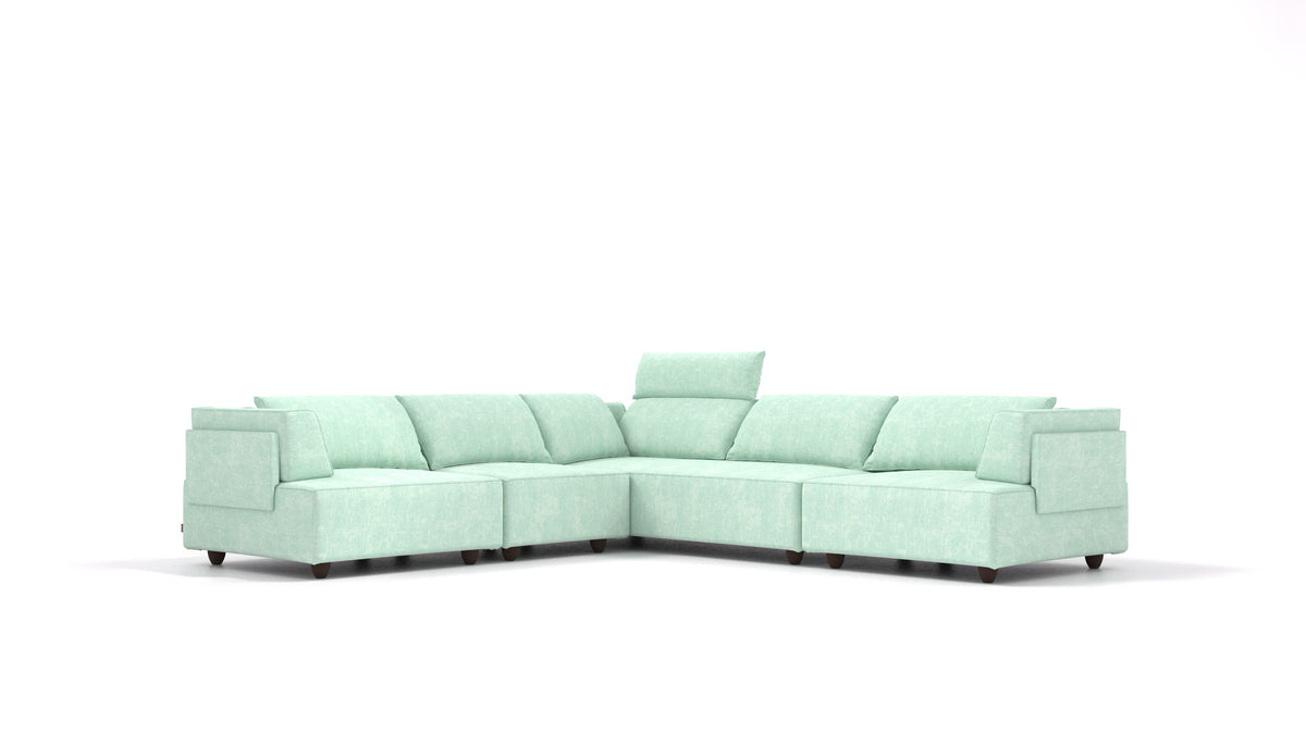 CasCais IDS, modulares Sofa von FEYDOM im Stoff Mollia FF-18 Mint, dunkle Füße