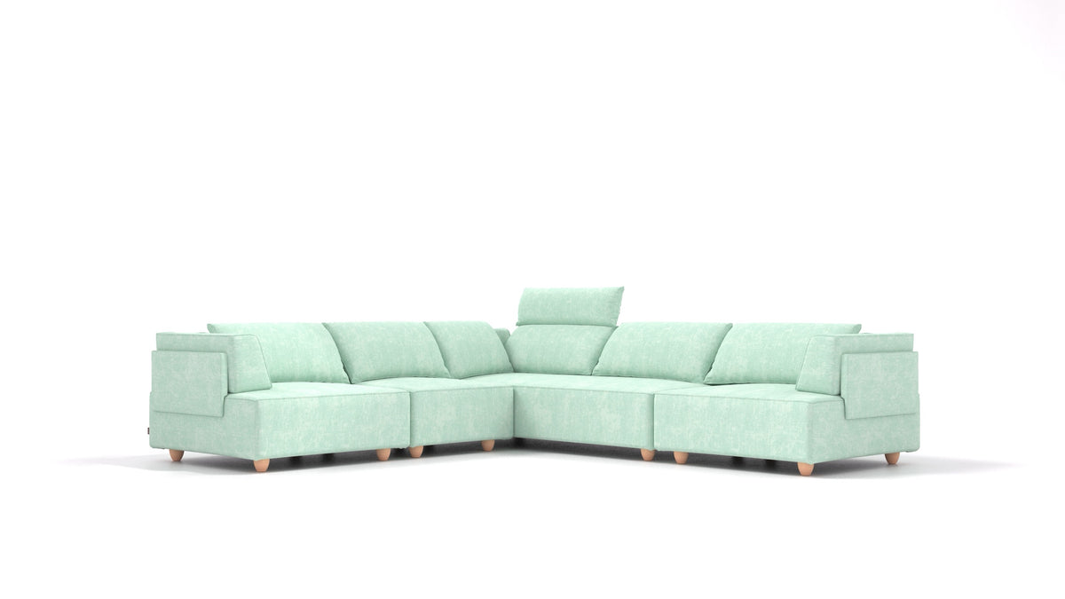 CasCais IDS, modulares Sofa von FEYDOM im Stoff Mollia FF-18 Mint, helle Füße