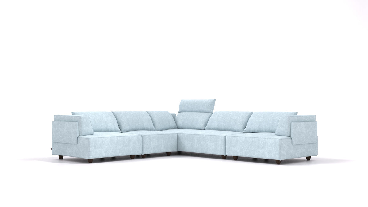 CasCais IDS, modulares Sofa von FEYDOM im Stoff Mollia FF-19 Pastel Blue, dunkle Füße