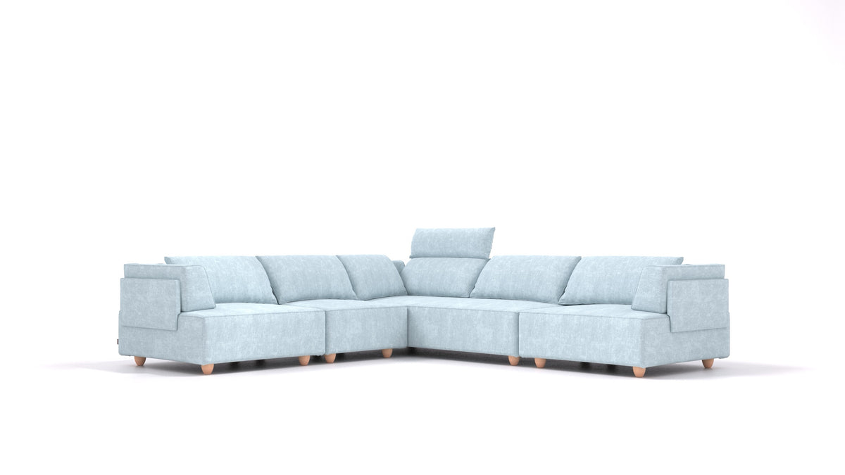 CasCais IDS, modulares Sofa von FEYDOM im Stoff Mollia FF-19 Pastel Blue, helle Füße