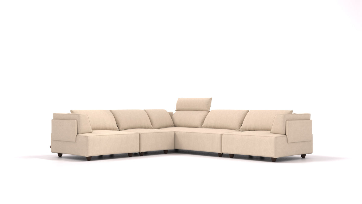 CasCais IDS, modulares Sofa von FEYDOM im Stoff Mollia HC-03 Honey, dunkle Füße