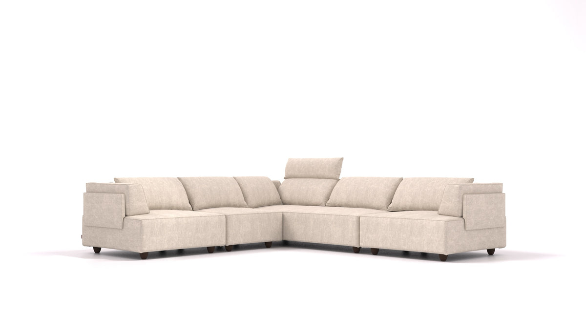 CasCais IDS, modulares Sofa von FEYDOM im Stoff Mollia HC-04 White, dunkle Füße