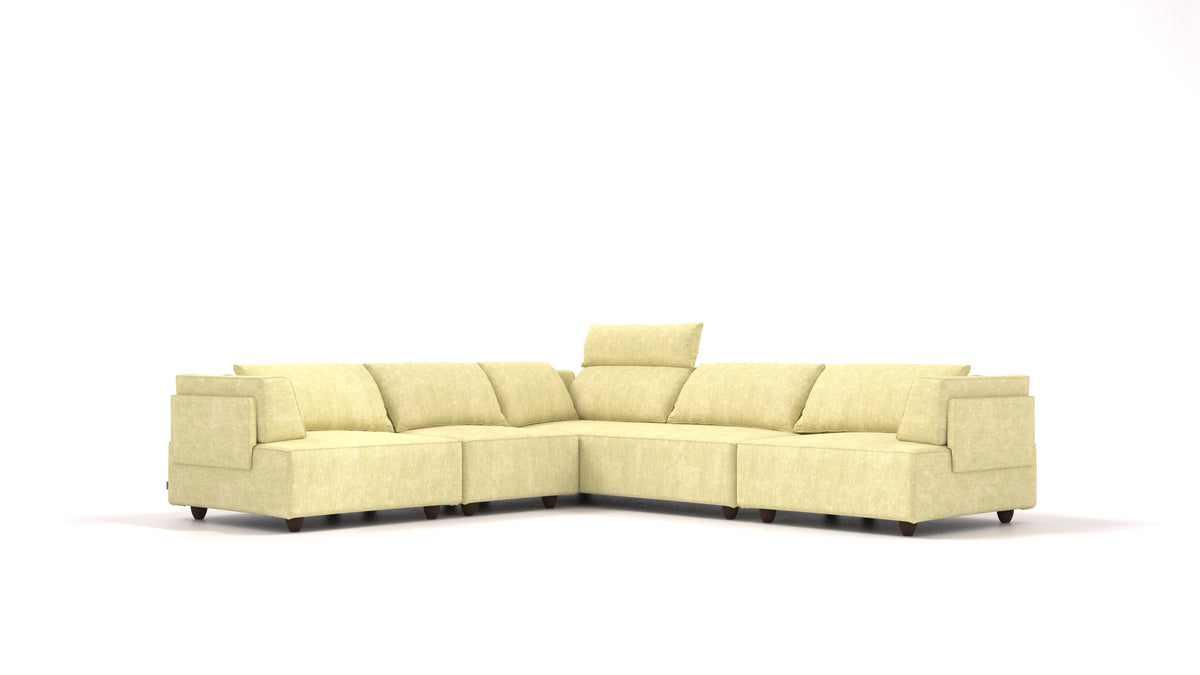 CasCais IDS, modulares Sofa von FEYDOM im Stoff Mollia HC-09 Grass Green, dunkle Füße