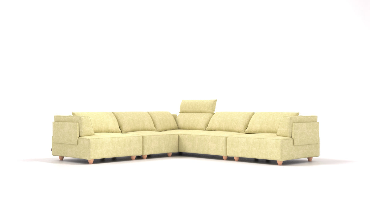 CasCais IDS, modulares Sofa von FEYDOM im Stoff Mollia HC-09 Grass Green, helle Füße