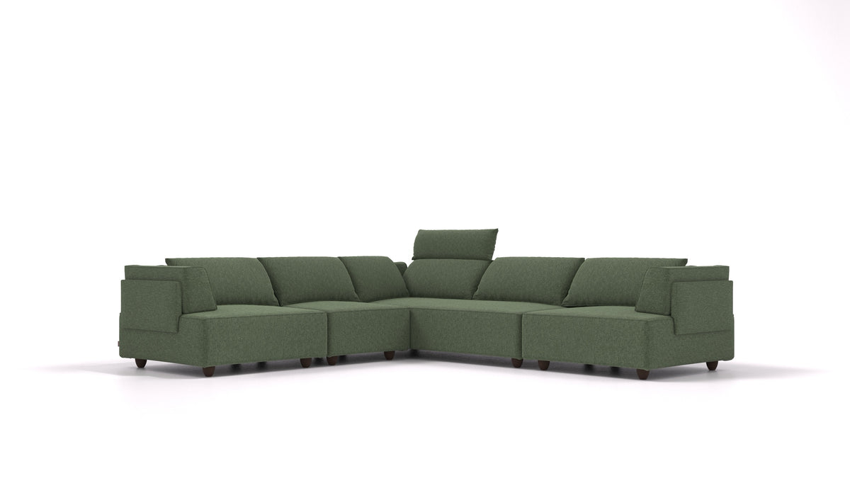 CasCais IDS, modulares Sofa von FEYDOM im Stoff Icon IC-39 Forest, dunkle Füße
