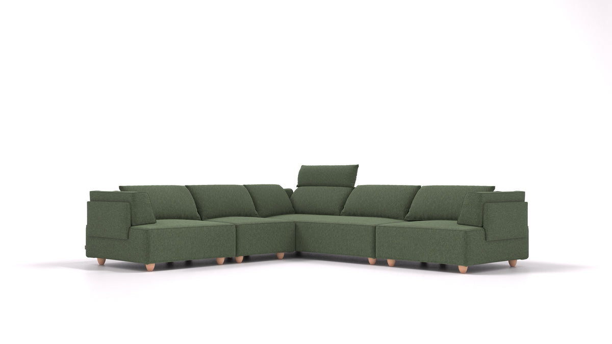 CasCais IDS, modulares Sofa von FEYDOM im Stoff Icon IC-39 Forest, helle Füße