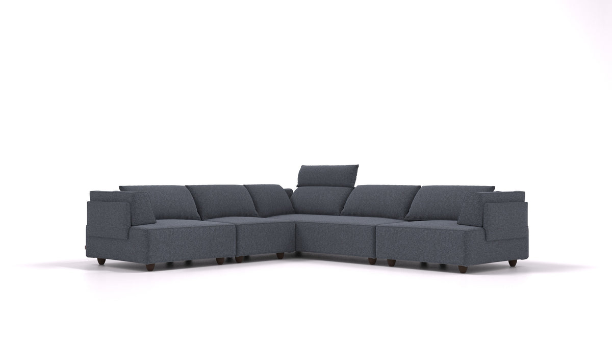 CasCais IDS, modulares Sofa von FEYDOM im Stoff Icon IC-79 Deep Blue, dunkle Füße