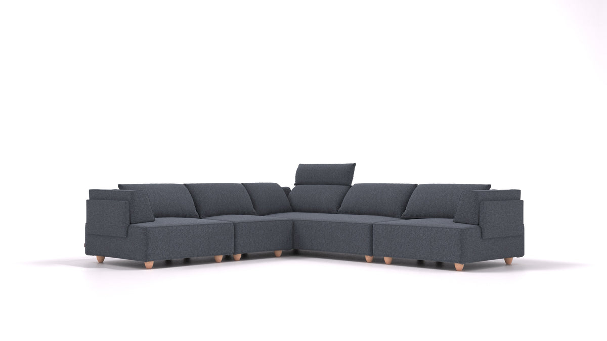 CasCais IDS, modulares Sofa von FEYDOM im Stoff Icon IC-79 Deep Blue, helle Füße