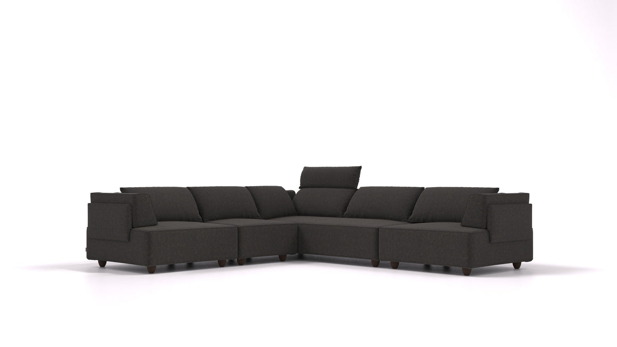CasCais IDS, modulares Sofa von FEYDOM im Stoff Icon IC-99 Umbra, dunkle Füße