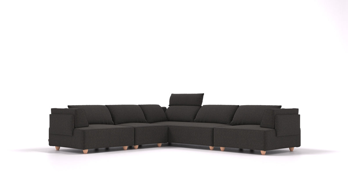 CasCais IDS, modulares Sofa von FEYDOM im Stoff Icon IC-99 Umbra, helle Füße