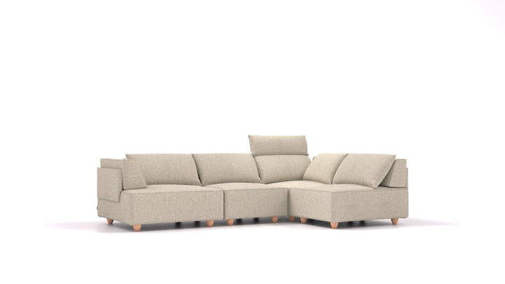 CasCais R, modulares Sofa von FEYDOM im Stoff Alure DE-09 Natur, helle Füße