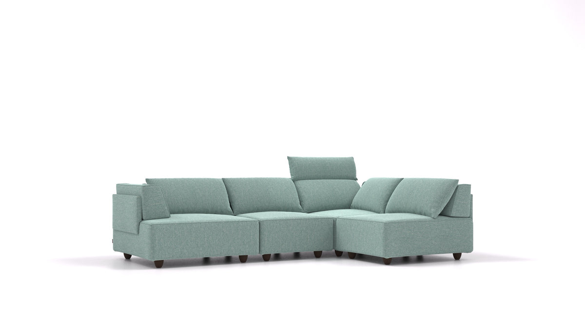 CasCais R, modulares Sofa von FEYDOM im Stoff Alure DE-75 Pastel Blue, dunkle Füße