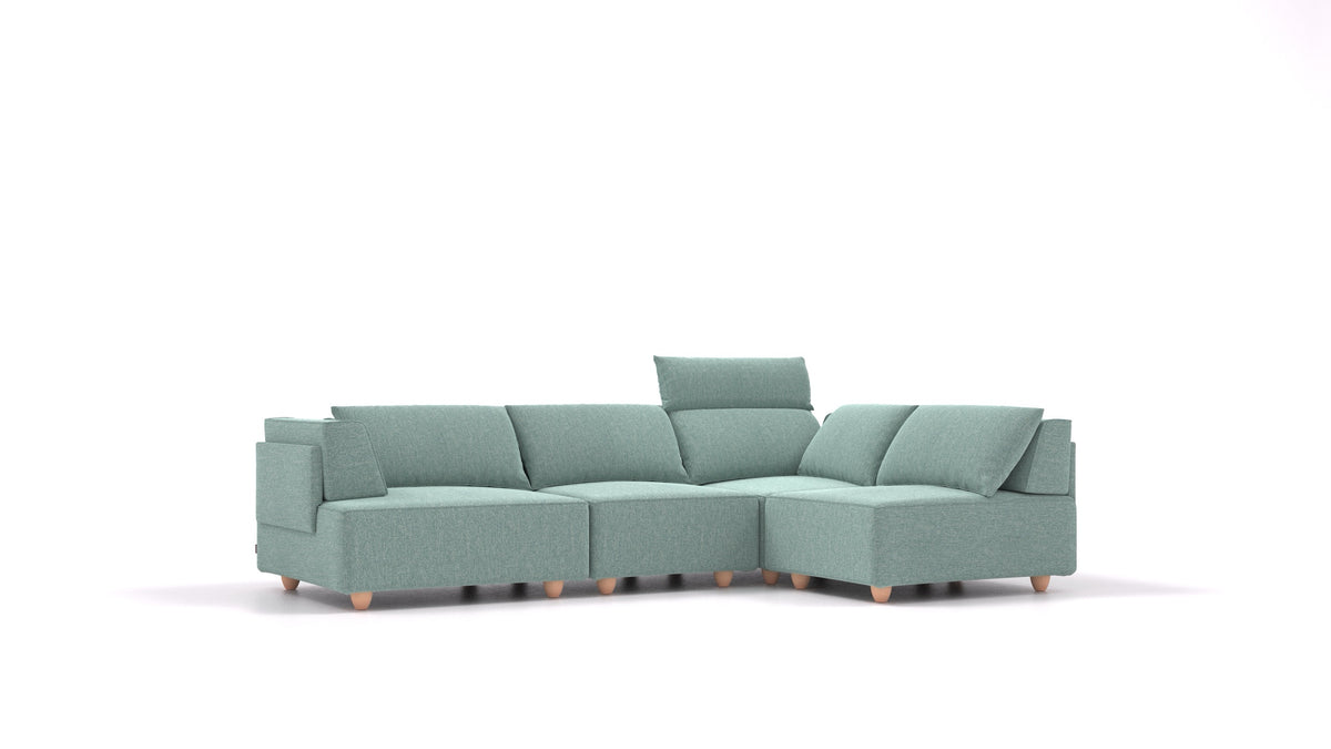 CasCais R, modulares Sofa von FEYDOM im Stoff Alure DE-75 Pastel Blue, helle Füße